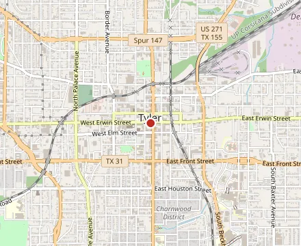 Map showing Rick's On the Square